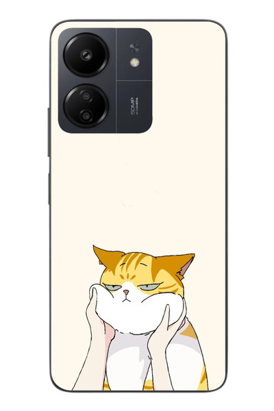 Le Balvo Redmi 13C Uyumlu Sarı Kedi Yanakları Baskılı Silikon Kılıf