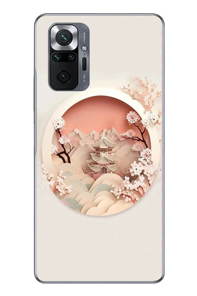 Le Balvo Redmi Note 10 Uyumlu Manzar Retro Yuvarlak Baskılı Silikon Kılıf