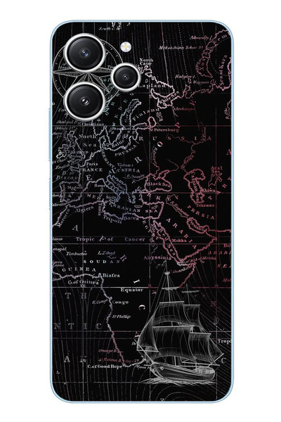 Le Balvo Redmi 12 Uyumlu Denizci Dünya Haritası Baskılı Silikon Kılıf