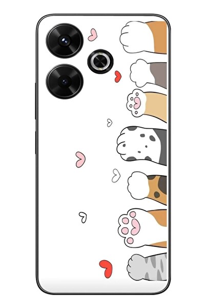Le Balvo Redmi 13 Uyumlu Kedi Harekatı Patileri Baskılı Silikon Kılıf
