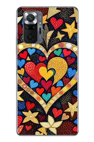 Le Balvo Redmi Note 10 Uyumlu Kalplerimiz Baskılı Silikon Kılıf