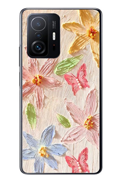 Le Balvo Xiaomi Mi 11 T-11 T Pro Uyumlu Kelebekli Papatya Baskılı Silikon Kılıf
