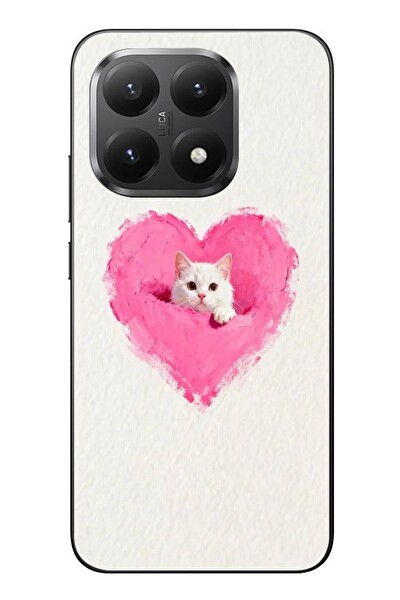Le Balvo Xiaomi Mi 15T Uyumlu Pembe Kalpli Kedi Baskılı Silikon Kılıf