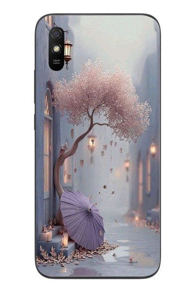 Le Balvo Redmi 9A Uyumlu Mor Lamba Altı Baskılı Silikon Kılıf