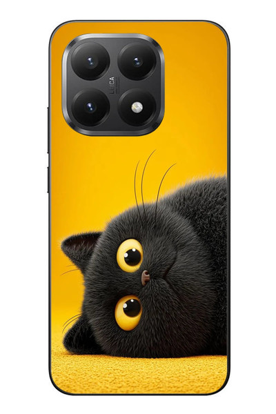 Le Balvo Xiaomi Mi 15T Uyumlu Yan Bakan Siyah Kedi Baskılı Silikon Kılıf
