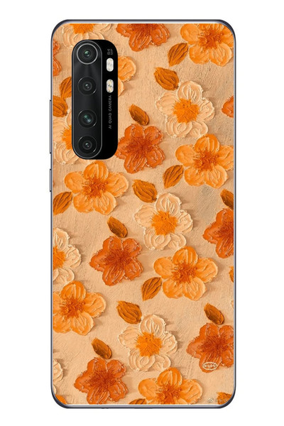 Le Balvo Xiaomi Mi 10 Lite Uyumlu Turuncu Papatyalar Baskılı Silikon Kılıf