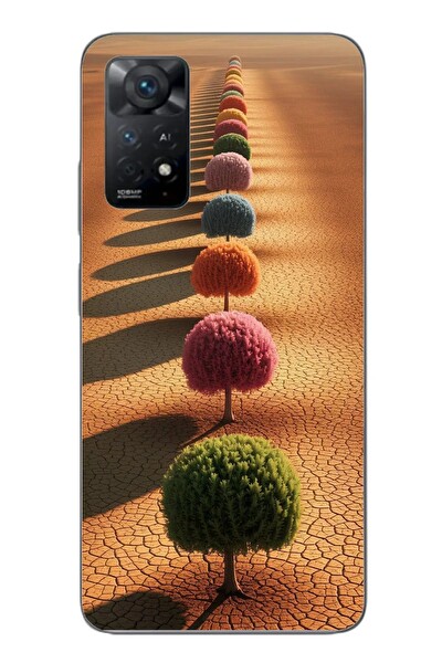 Le Balvo Redmi Note 11E Uyumlu Sıralı Renkli Ağaçlar Baskılı Silikon Kılıf