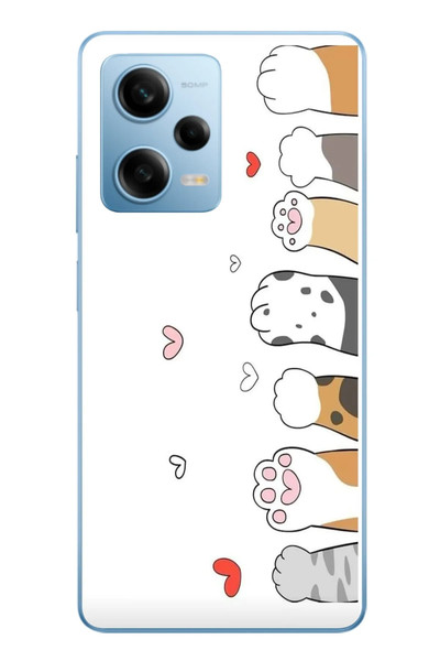 Le Balvo Redmi Note 12 Pro 5G Uyumlu Kedi Harekatı Patileri Baskılı Silikon Kılıf