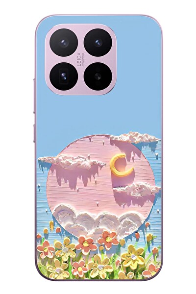 Le Balvo Xiaomi 17T Uyumlu Çiçekli Ay Baskılı Silikon Kılıf