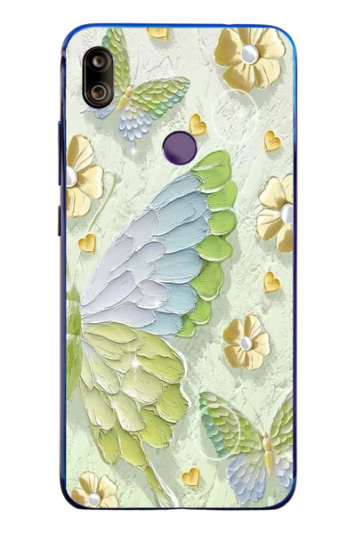 Le Balvo Redmi Note 7 Uyumlu Yeşil Mavi Kelebek Baskılı Silikon Kılıf