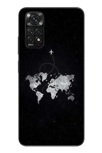 Le Balvo Redmi Note 11 - 11s Uyumlu Dünya Haritası Uçuş Baskılı Silikon Kılıf