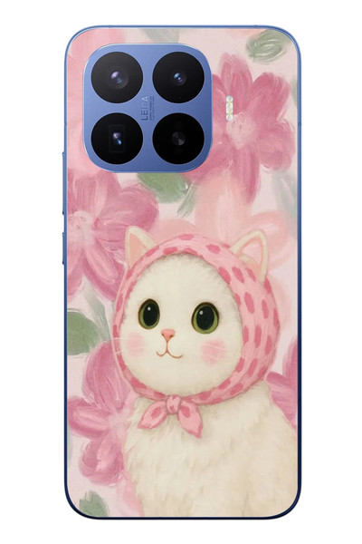 Le Balvo Xiaomi 17T Pro Uyumlu Pembe Örtülü Kedi Baskılı Silikon Kılıf