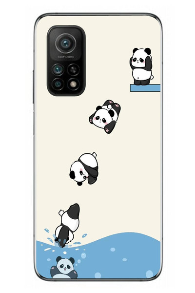 Le Balvo Xiaomi Mi 10 T Uyumlu Yüzen Pandalar Baskılı Silikon Kılıf