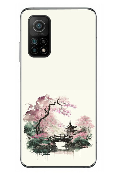 Le Balvo Xiaomi Mi 10 T Uyumlu Japon Bahçesi Baskılı Silikon Kılıf