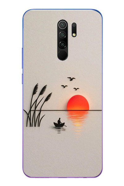 Le Balvo Redmi 9 Uyumlu Gün Batımı Çizim Baskılı Silikon Kılıf