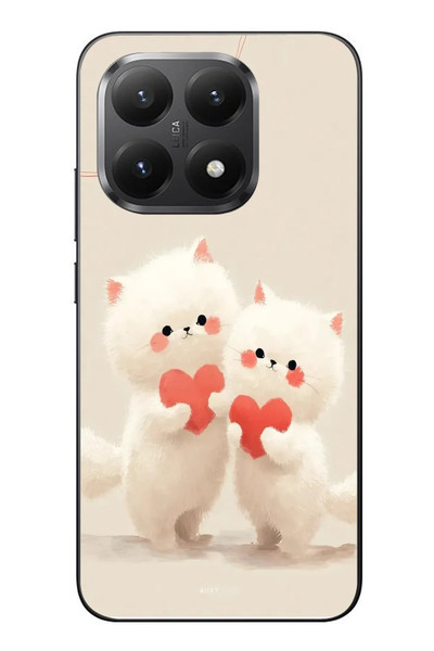 Le Balvo Xiaomi Mi 15T Uyumlu Kalpli Beyaz Kediler Baskılı Silikon Kılıf