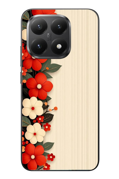 Le Balvo Xiaomi Mi 15T Uyumlu Kırmızı Beyaz Çiçekler Baskılı Silikon Kılıf