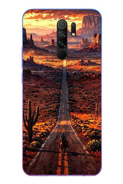 Le Balvo Redmi 9 Uyumlu Kovboy Yolda Baskılı Silikon Kılıf