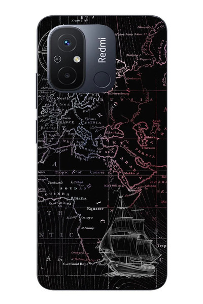 Le Balvo Redmi 12C Uyumlu Denizci Dünya Haritası Baskılı Silikon Kılıf