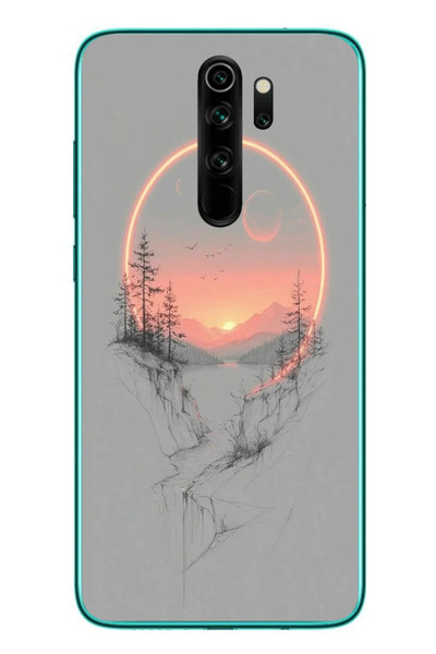 Le Balvo Redmi Note 8 Pro Uyumlu Günbatımı Mermer Desenli Baskılı Silikon Kılıf