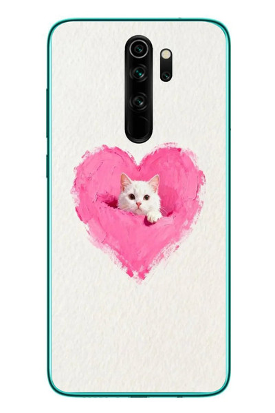 Le Balvo Redmi Note 8 Pro Uyumlu Pembe Kalpli Kedi Baskılı Silikon Kılıf