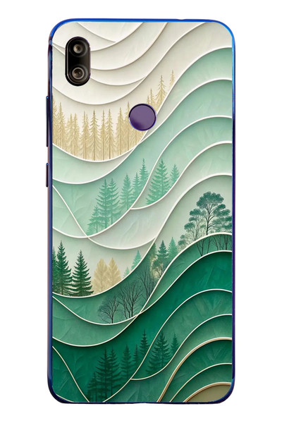 Le Balvo Redmi Note 7 Uyumlu Beyaz Çizgili Orman Baskılı Silikon Kılıf