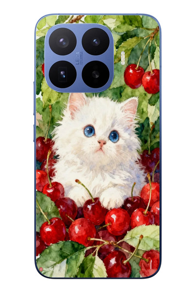 Le Balvo Xiaomi 17T Pro Uyumlu Kirazlı Kedi Baskılı Silikon Kılıf