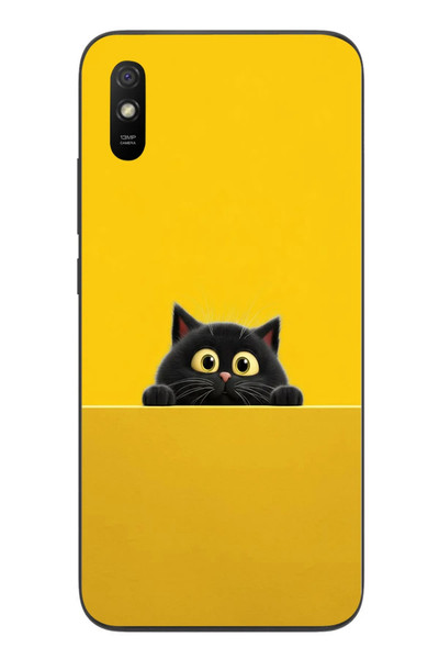 Le Balvo Redmi 9A Uyumlu Sarı Gözlü Kedi Baskılı Silikon Kılıf