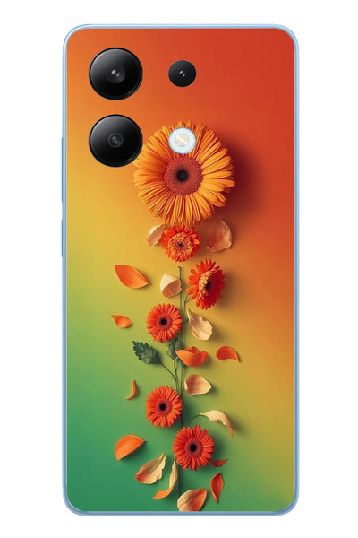 Le Balvo Redmi Note 13 4G Uyumlu Ayçiçeği Bükleleri Baskılı Silikon Kılıf