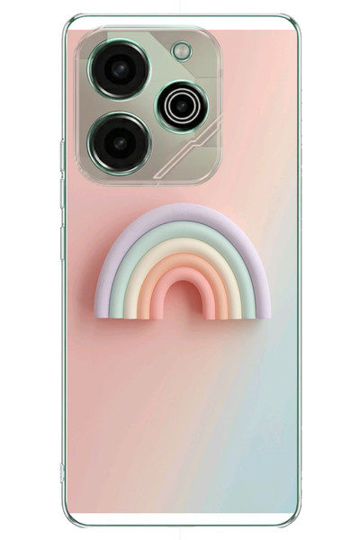 Le Balvo Tecno Pova 6 - Pova 6 Pro Uyumlu Gökkuşağı Pastel Baskılı Silikon Kılıf
