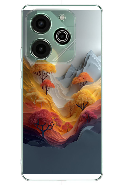 Le Balvo Tecno Pova 6 - Pova 6 Pro Uyumlu Renk Dalgalı Manzara Baskılı Silikon Kılıf