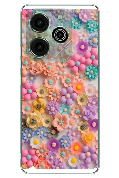 Le Balvo Tecno Pova 6 - Pova 6 Pro Uyumlu Çiçek Bükleleri Baskılı Silikon Kılıf