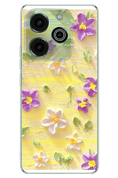 Le Balvo Tecno Pova 6 - Pova 6 Pro Uyumlu Mor Papatyalar Baskılı Silikon Kılıf