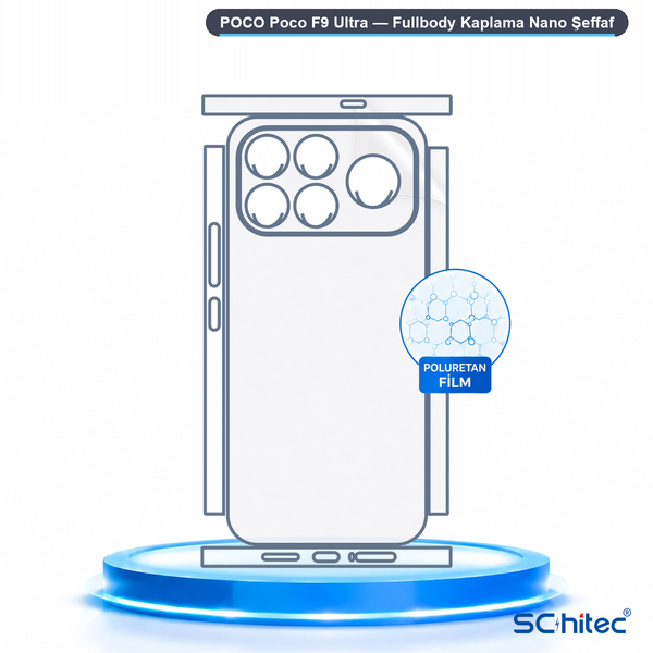 ScHitec Poco F9 Ultra Uyumlu Fullbody Arka Kaplama Hidrojel Koruyucu Film