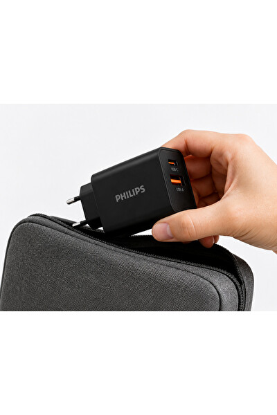 Philips DLP4325AB/12 1xUSB C 20W-1xUSB A 18W Siyah Şarj Adaptörü