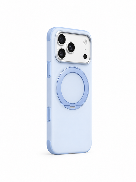 Remax RMC-5 Ripple Series 360 Derece Döner Standlı iPhone 17 Pro Max Uyumlu Likit Silikon Kılıf - Mavi
