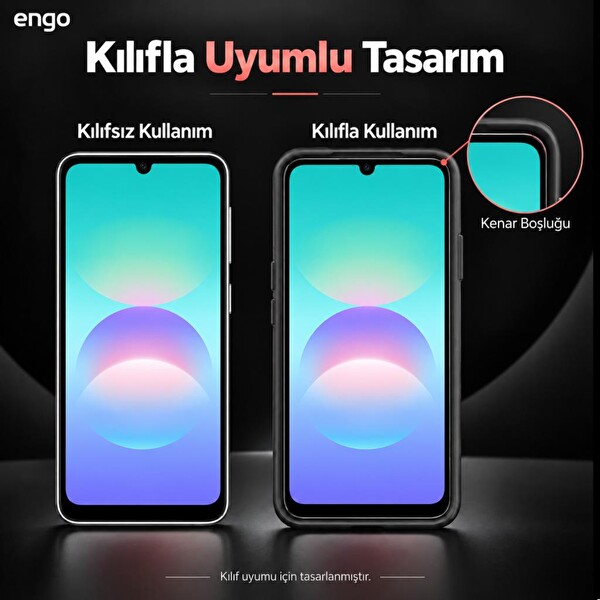 Engo Samsung Galaxy A08 Uyumlu Ekran Koruyucu SM-A085F Nano Parlak 9H Kırılmaz Esnek Cam Çizilmeye Dayanıklı Şeffaf