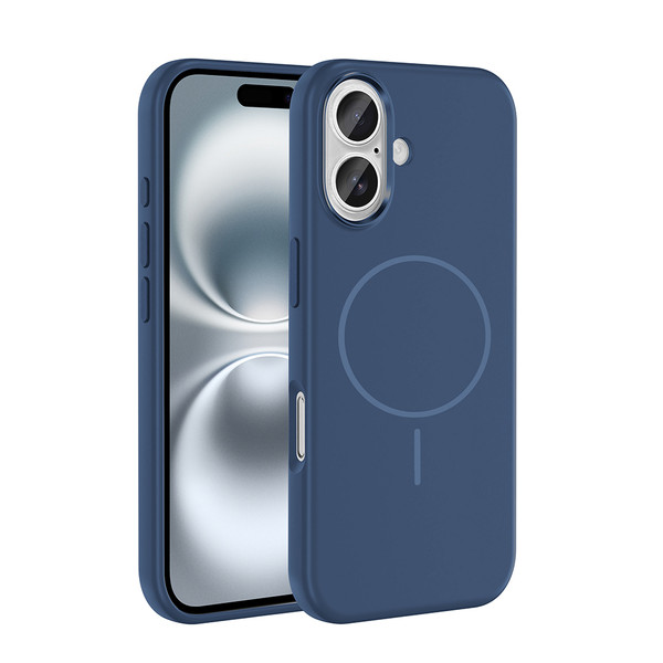 Başkenttekno iPhone 16 Manyetik MagSafe Şarj Özellikli Metal Kamera Korumalı Edi Silikon Soft Silikon Kılıf Lacivert
