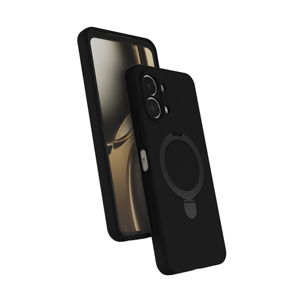 Başkenttekno Oppo A6 Pro Kılıf Uyumlu Magsafe Şarj Özellikli Standlı Halka Yüzüklü Samara Kılıf Kapak Siyah
