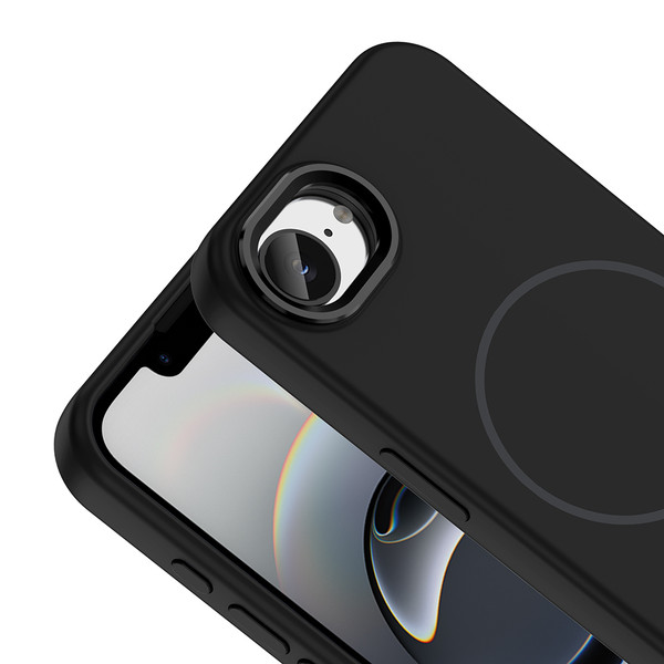 Başkenttekno iPhone 17E Manyetik MagSafe Şarj Özellikli Metal Kamera Korumalı Edi Silikon Soft Silikon Kılıf Siyah