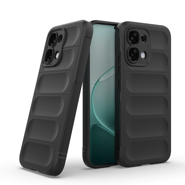 Başkenttekno Oppo A6 Pro Kılıf Esnek TPU Oyuklu Arka Yüzey Tasarımlı Etnik Silikon Kapak Siyah
