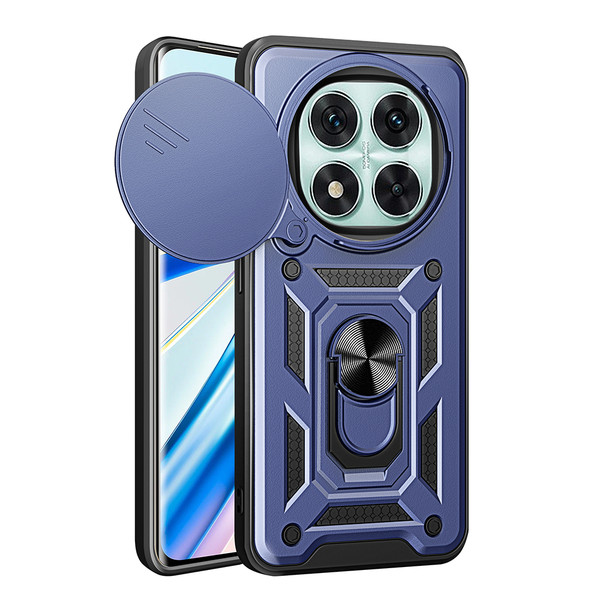 Başkenttekno Xiaomi Redmi Note 14 Pro 5G Kılıf Magnetik Standlı Kamera Korumalı Sürgülü Vega Kapak Mavi