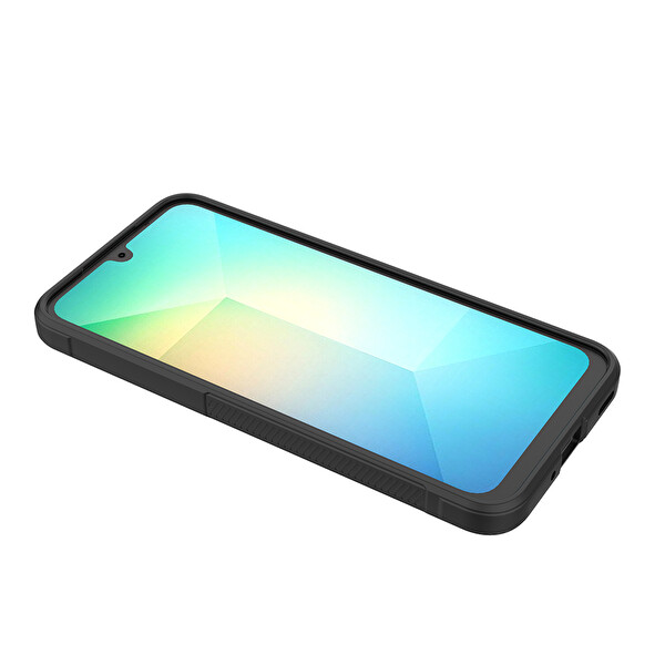 Başkenttekno Samsung Galaxy A17 Kılıf Esnek TPU Oyuklu Arka Yüzey Tasarımlı Etnik Silikon Kapak Siyah