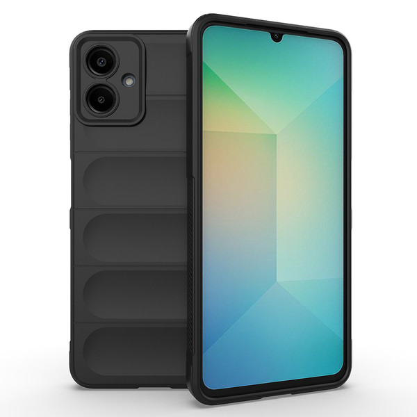 Başkenttekno Samsung Galaxy A07 Kılıf Esnek TPU Oyuklu Arka Yüzey Tasarımlı Etnik Silikon Kapak Siyah