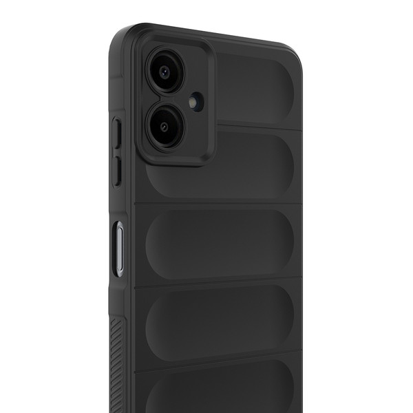 Başkenttekno Samsung Galaxy A07 Kılıf Esnek TPU Oyuklu Arka Yüzey Tasarımlı Etnik Silikon Kapak Siyah