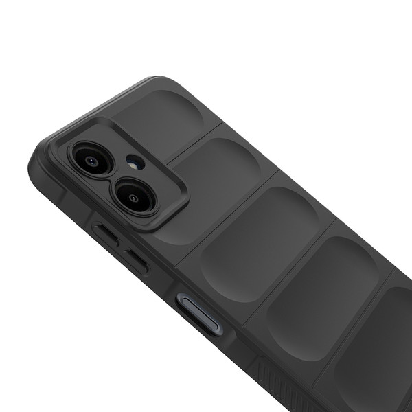 Başkenttekno Samsung Galaxy A07 Kılıf Esnek TPU Oyuklu Arka Yüzey Tasarımlı Etnik Silikon Kapak Siyah