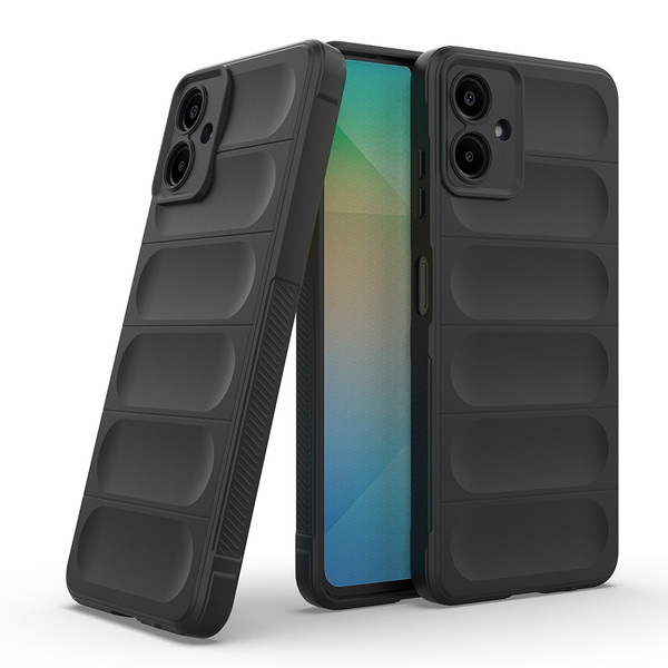Başkenttekno Samsung Galaxy A07 Kılıf Esnek TPU Oyuklu Arka Yüzey Tasarımlı Etnik Silikon Kapak Siyah