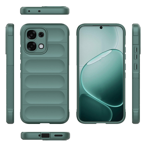 Başkenttekno Oppo A6 Pro Kılıf Esnek TPU Oyuklu Arka Yüzey Tasarımlı Etnik Silikon Kapak Koyu Yeşil