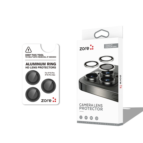Başkenttekno iPhone 18 Pro CL-12 Premium Safir Parmak İzi Bırakmayan Anti-Reflective Kamera Lens Titanyum Siyah