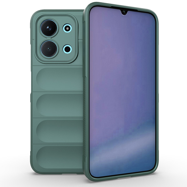 Başkenttekno Xiaomi Redmi 15C 4G Kılıf Esnek TPU Oyuklu Arka Yüzey Tasarımlı Etnik Silikon Kapak Koyu Yeşil